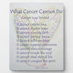 Plaque Photo Ce que le cancer ne peut pas faire Poème Ange Pein