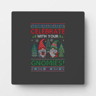 Plaque Photo Célébrez Gnomies Noël Gnomes Arbres Renne