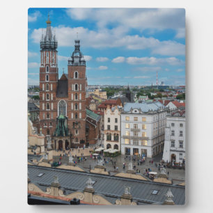 Plaque Photo Centre-ville de Cracovie d'en haut en Pologne