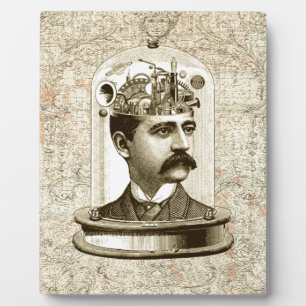 Plaque Photo Cerveau steampunk vintage, homme moustache