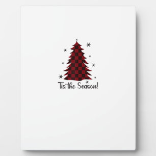 Plaque Photo C'est la saison de l'arbre de Noël à carreaux roug