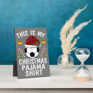 Plaque Photo C'est ma chemise de Noël en pyjama de football Pèr