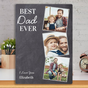 Plaque Photo Chalkboard Best DAD Ever Custom 3 Photo Collage