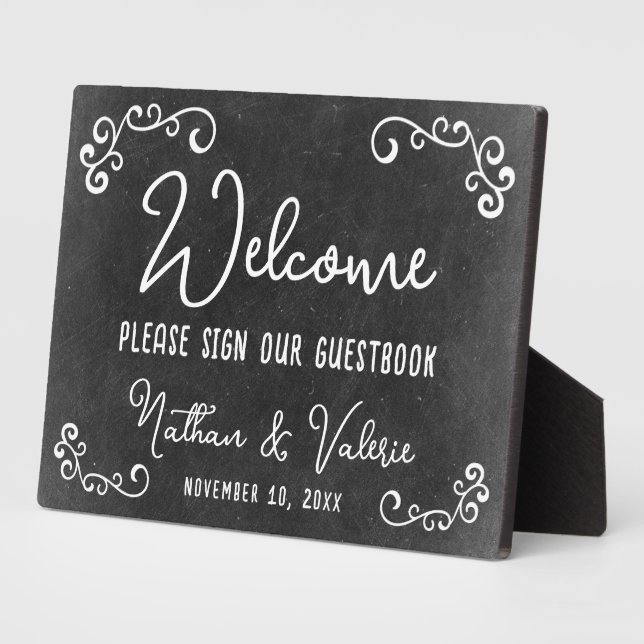 Plaque Photo Chalkboard Farm Style Mariage Bienvenue Livre d'or (Côté)
