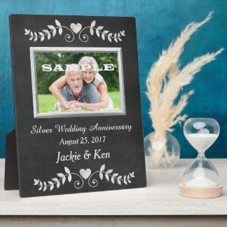 Plaque Photo Chalkboard Heart Argent Anniversaire Keepsaké