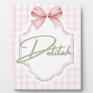 Plaque Photo Chambre de bébé fille personnalisée Delilah Gingha
