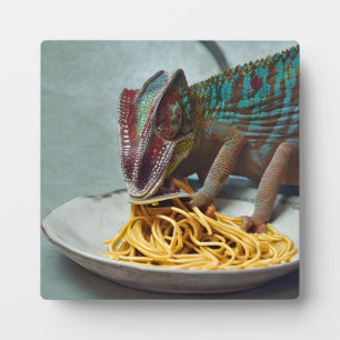 Plaque Photo Chameleon Manger Spaghetti