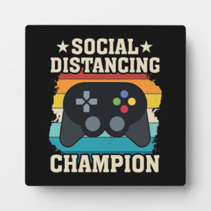 Plaque Photo Champion de la Distance Sociale - Drôle Joueur Vid