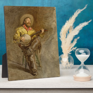 Plaque Photo Chanter Espagnol Cowboy à Banjo jouer à la chanson