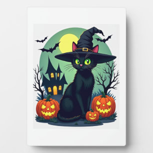 Plaque Photo Chapeau de chat noir Halloween Chat effrayant et c