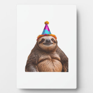 Plaque Photo Chapeau de fête d'anniversaire de paresseux gros c