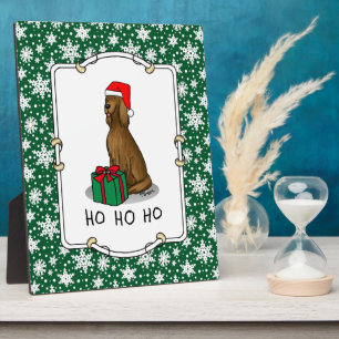 Plaque Photo Chapeau de Père Noël de Noël Irish Setter Dog (rou