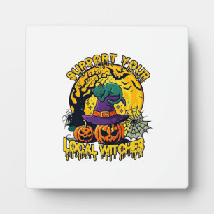Plaque Photo Chapeau de sorcière de chat Halloween Soutenir les