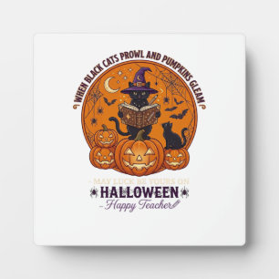 Plaque Photo Chapeau de sorcière de chat noir de professeur joy