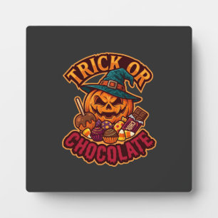 Plaque Photo Chapeau de sorcière de citrouille d'Halloween Tric