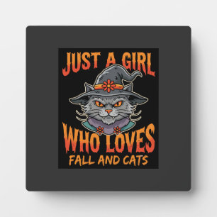 Plaque Photo Chapeau de sorcière de fille chat d'Halloween Desi