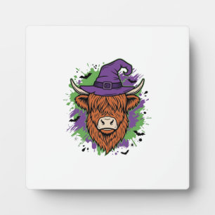 Plaque Photo Chapeau de sorcière de vache des Highlands Hallowe