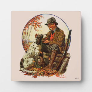 Plaque Photo Chasseur et espagnol