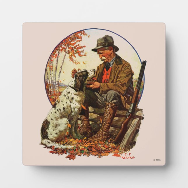 Plaque Photo Chasseur et espagnol (Devant)