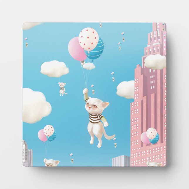 Plaque Photo Chat avec ballon (Devant)
