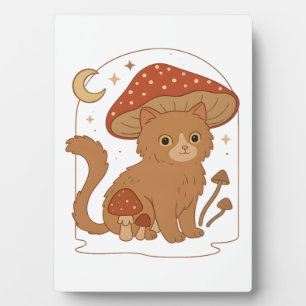 Plaque Photo Chat champignon Cottagecore avec chapeau � Mignon