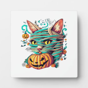 Plaque Photo Chat de la momie drôle Halloween