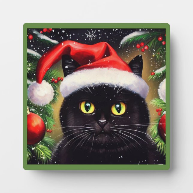 Plaque Photo Chat de Noël 6 (Devant)