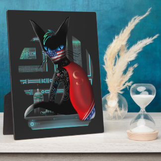 Plaque Photo Chat de Siamese Cyberpunk Ninja