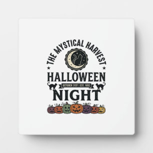 Plaque Photo Chat d'Halloween Chats noirs Citrouilles Vintage D