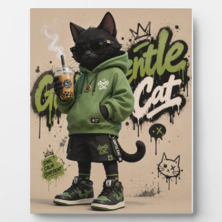 Plaque Photo Chat Douce, Mode Urbaine Mascotte Chat Noir Desi