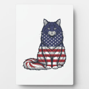 Plaque Photo Chat drapeau patriotique dessin de t-shirt de grav