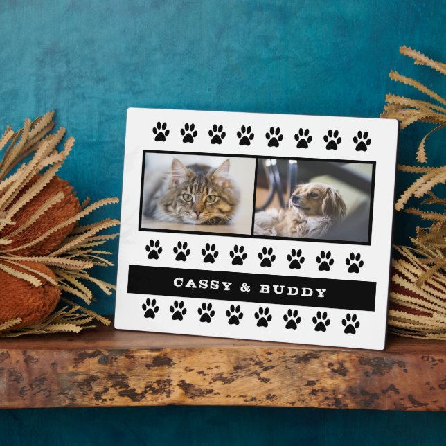 Plaque Photo Chat et chien Animaux de compagnie Empreinte de pa (Côté)