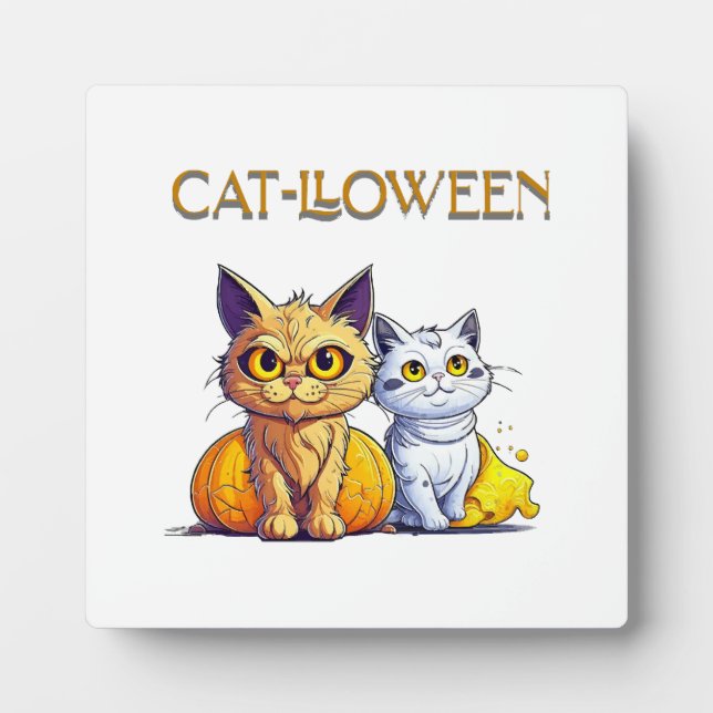 Plaque Photo Chat Halloween  (Devant)