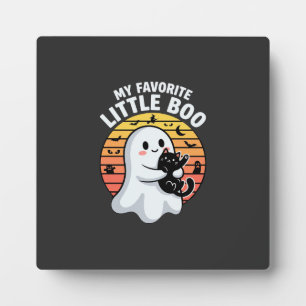 Plaque Photo Chat Little Boo fantôme d'Halloween