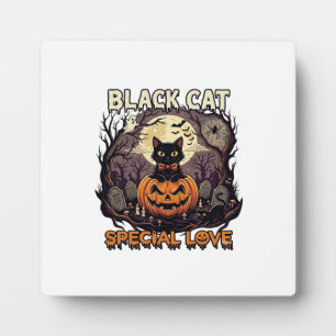 Plaque Photo Chat Noir Amour Spécial Halloween Citrouille Plein