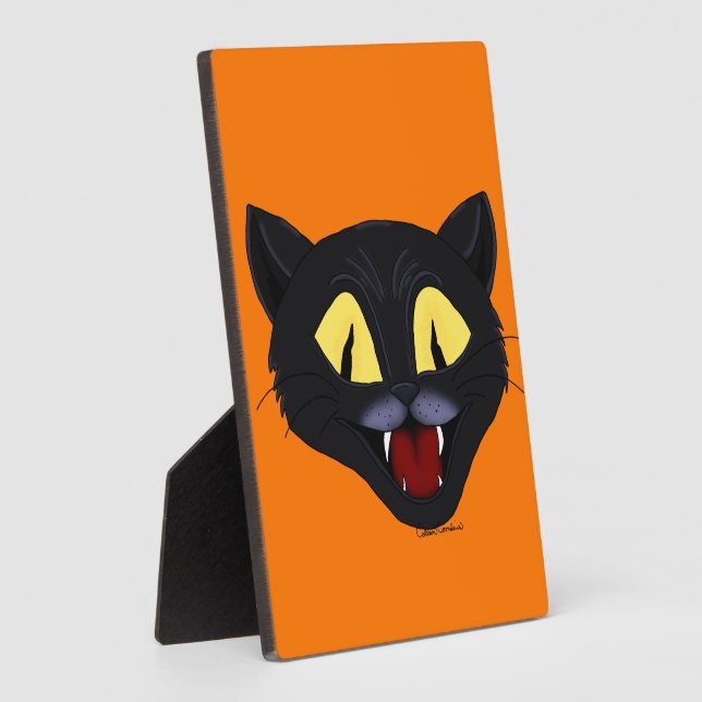 Plaque Photo Chat noir d'Halloween (Côté)