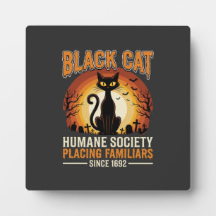 Plaque Photo Chat Noir Halloween Familier Vintage Cimetière Dés