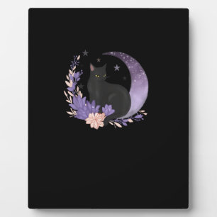 Plaque Photo Chat Sorcière Fleurs de Lune Pastel Goth Goblincor