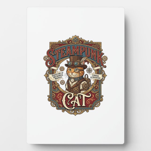 Plaque Photo Chat Steampunk Steampunk Chat Vintage (Devant)