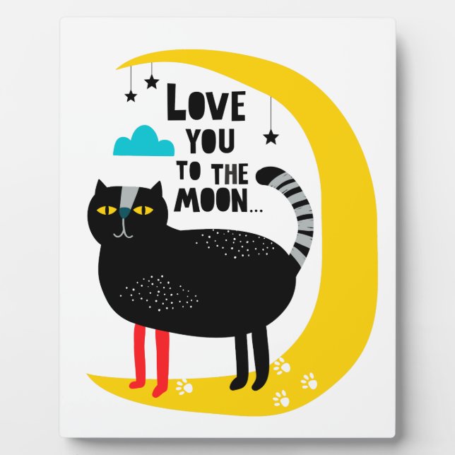 Plaque Photo Chat sur la lune (Devant)