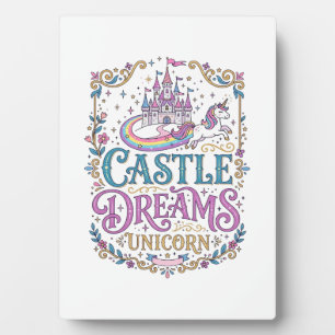 Plaque Photo Château de licorne Rêves Licorne Fond blanc Pri