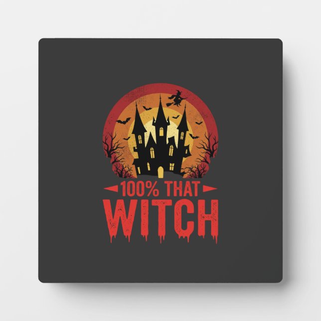 Plaque Photo Château d'Halloween de cette sorcière à 100% (Devant)