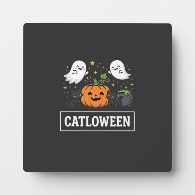 Plaque Photo Chatloween Mignon Chat Fantôme Design Halloween_1 (Devant)