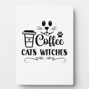 Plaque Photo Chats Halloween sorcières de café Anniversaire