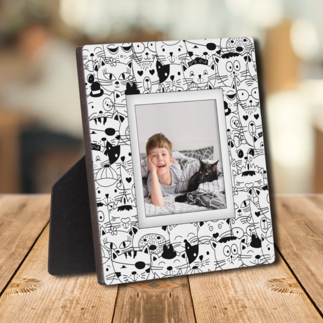 Plaque Photo Chats Motif sans cadre Photo Easel Retour (Cats Pattern Frameless Photo Easel Back Plaque)