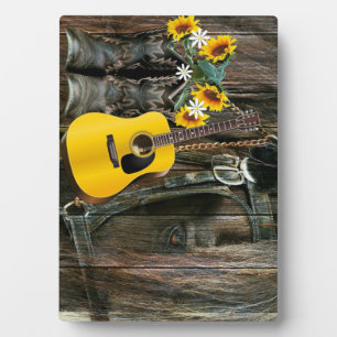 Plaque Photo Chaussures de cowboy du cheval occidental Guitare
