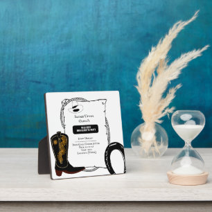 Plaque Photo Chaussures et chapeau de cowgirl blanc et noir pou