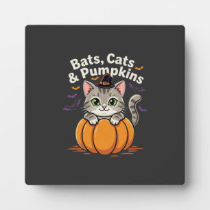 Plaque Photo Chauves-souris de Halloween Chats et Citrouilles C