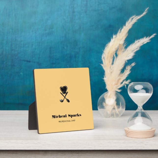 Plaque Photo Chef casquette et cuillères silhouette beige (Insitu)