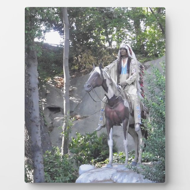 Plaque Photo Chef Indien Amérindien avec Cheval (Devant)